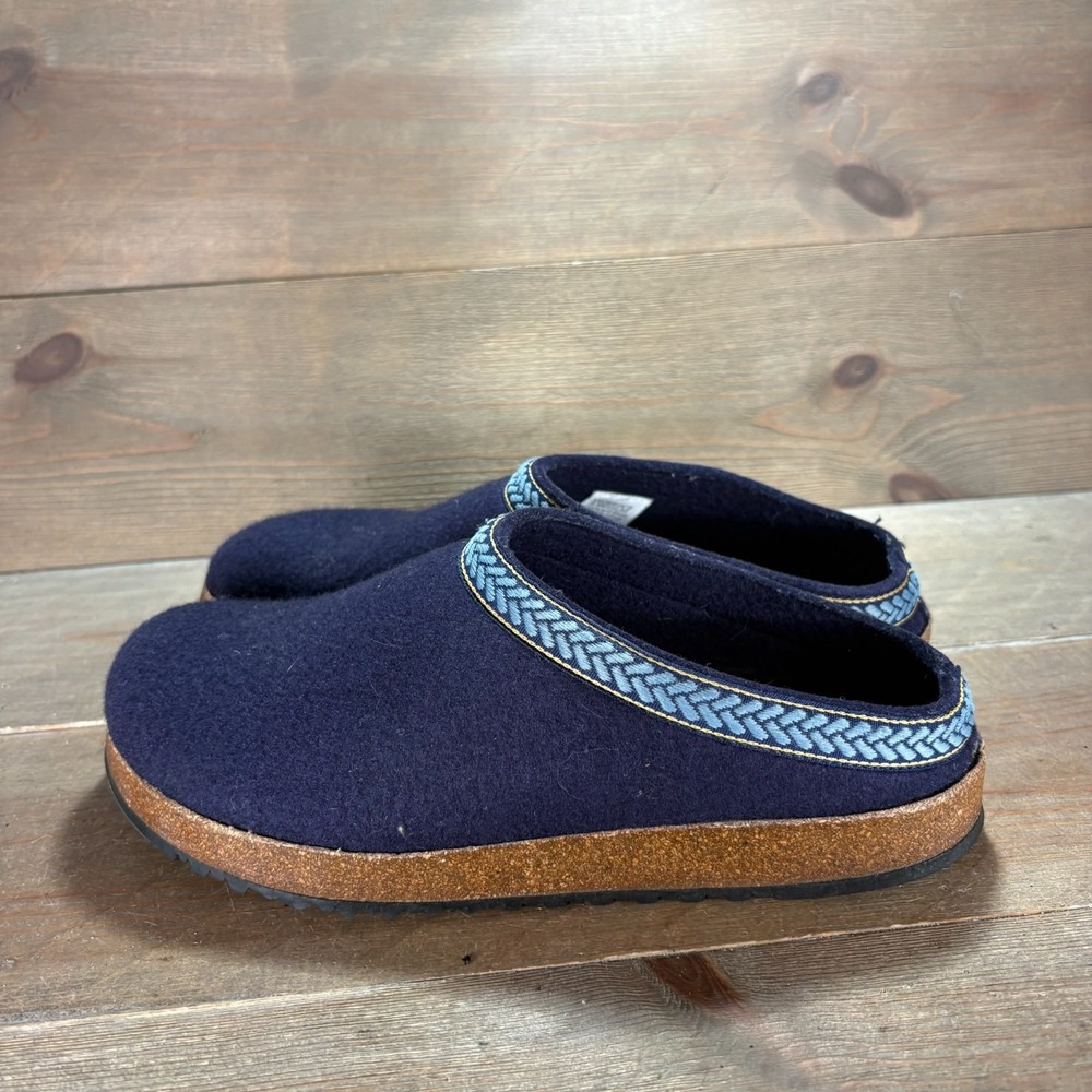 LL Bean Wool Slipper Clog Womens size 8 shoes Navy Wool Nordic Braid slippers